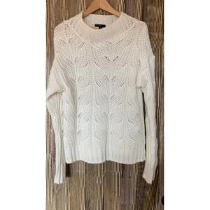 J‎ Crew Alpaca Blend Cable Knit Sweater Ivory M Roll Mock Neck Fisherman Preppy